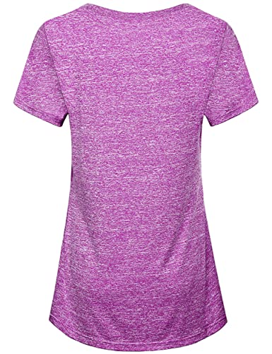 Image of Kimmery Workout Tops for Women Short Sleeve Shirts for Women Quick Dry Line Decor Yoga Tops
