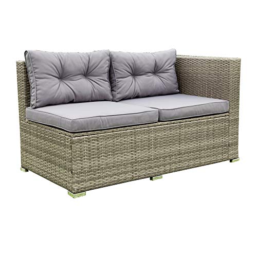 Fanye 4 Pieces Patio Furniture Weather Outdoor Conversation Sets Pe Wicker Rattan Sectional Sofa Couch With Storage Box,Glass Top Coffee Table And 2 Loveseat, Grey, Gray #TOP6