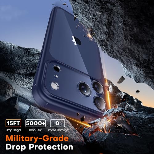 Image of TAURI for iPhone 17 Pro Case, with Screen Protector, Blue | Full Camera Protection, Anti-Yellowing Military-Grade Protection Shockproof Slim Phone Case for iPhone 17 Pro