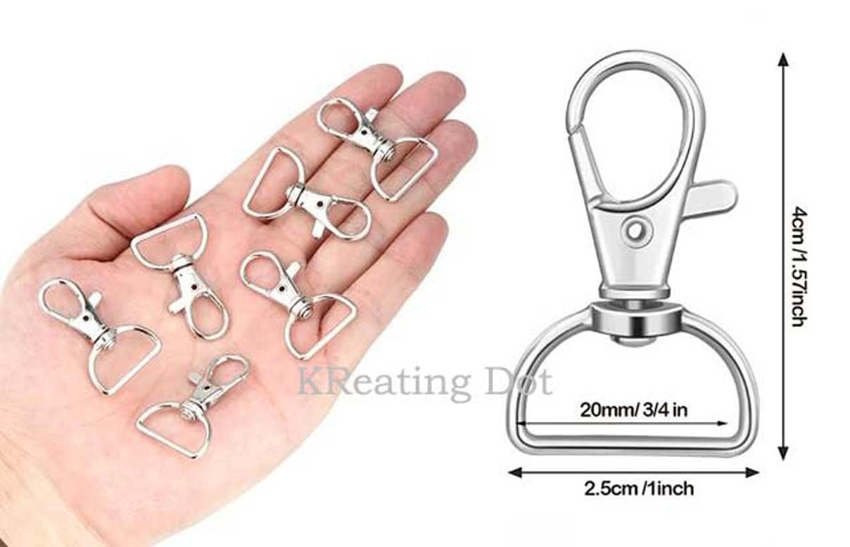 10 Pieces D-Hook Lobster Clasp Swivel Snap Hooks, 1 Inch x 1.5 Inch Heavy Duty Metal Trigger Clips for Keychain, Bag, Purse, Belt, Dog Leash, Lanyard, DIY Craft Accessories (D-Hooks-10) 3