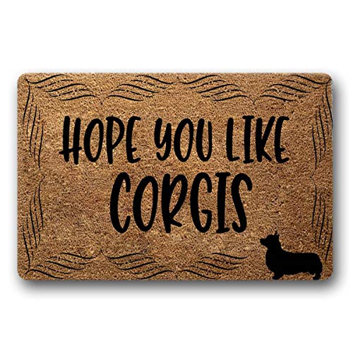 WYFKYMXX Paillasson « Hope You Like Corgis » - Décoration d'intérieur - Paillasson personnalisé - Tapis de bienvenue - Paillasson d'entrée pour chien - Cadeau pour amoureux des chiens - 45,7 x 76,2 cm Cover
