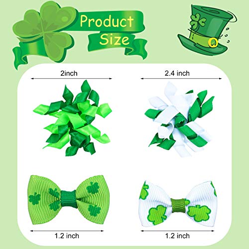 Weewooday 16 Pieces St. Patrick's Day Dog Hair Bows Pet Curve Bows Various Styles Puppy Cat Green Clover Hair Bows with… - Image 3