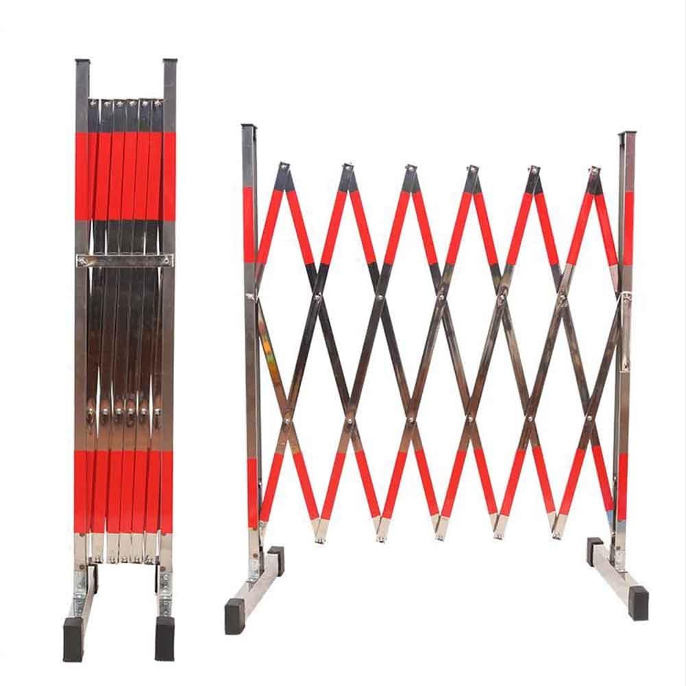 Genérico Barrera de Seguridad metálica Ajustable y Extensible - Puerta móvil Flexible para Cierres de Carreteras, Obras y Eventos, Valla de Tijera Plateada de 1,5 x 5 m, solución Duradera para el con