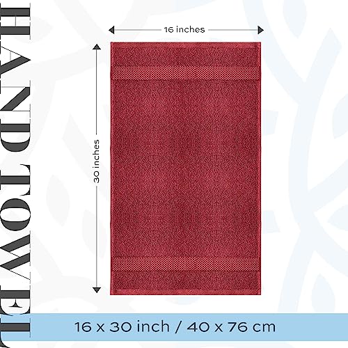 White Classic Luxury Hand Towels | Cotton Hotel Spa Bathroom Towel | 16X30 | 6 Pack | Christmas Red #TOP3