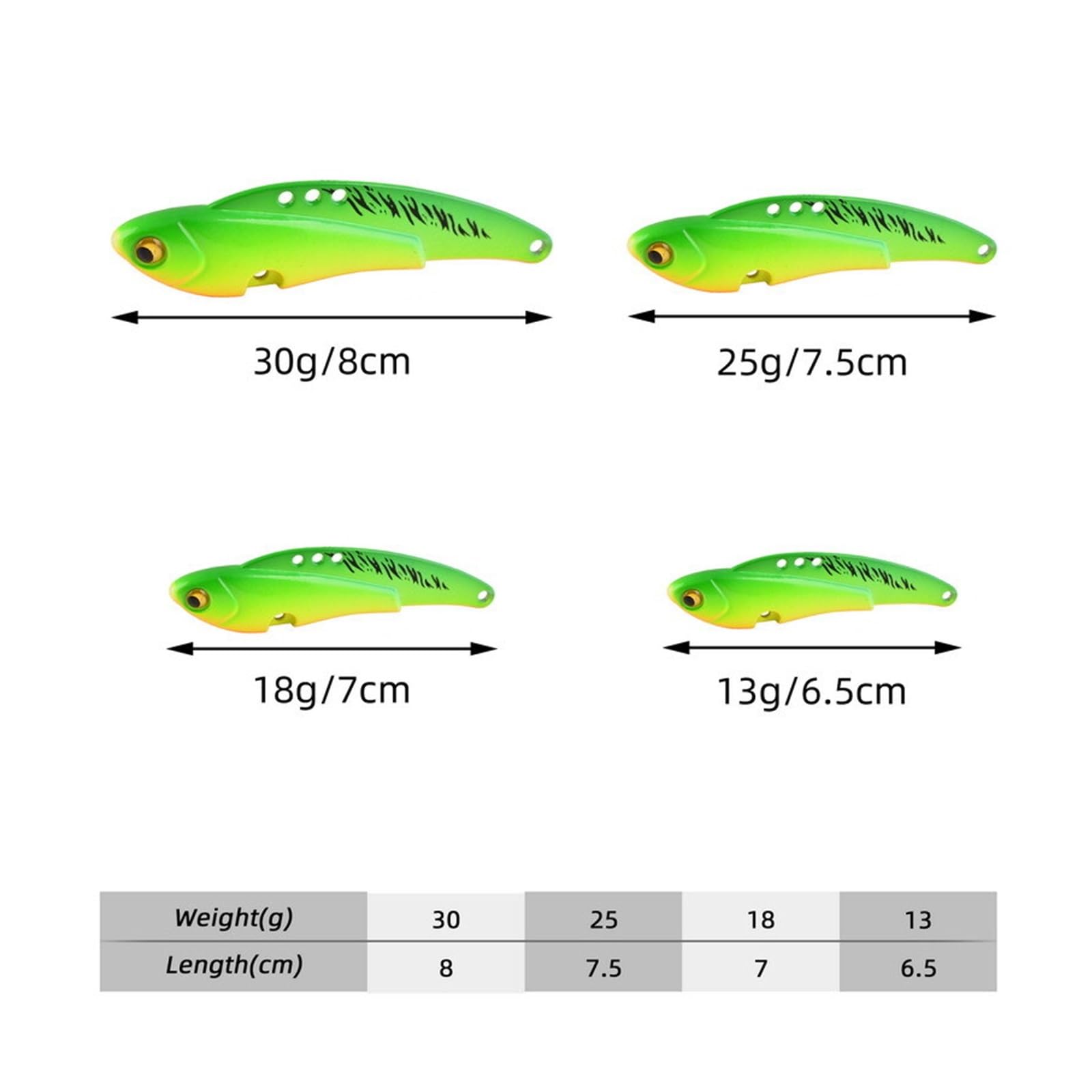 XILILHC 5 Unids/Lote 3D Eyes Metal Vib Blade Señuelo 13g 18g 25g 30g Hundimiento Vibración Cebos Artificial Vibe For Lubina Señuelos De Pesca De Perca