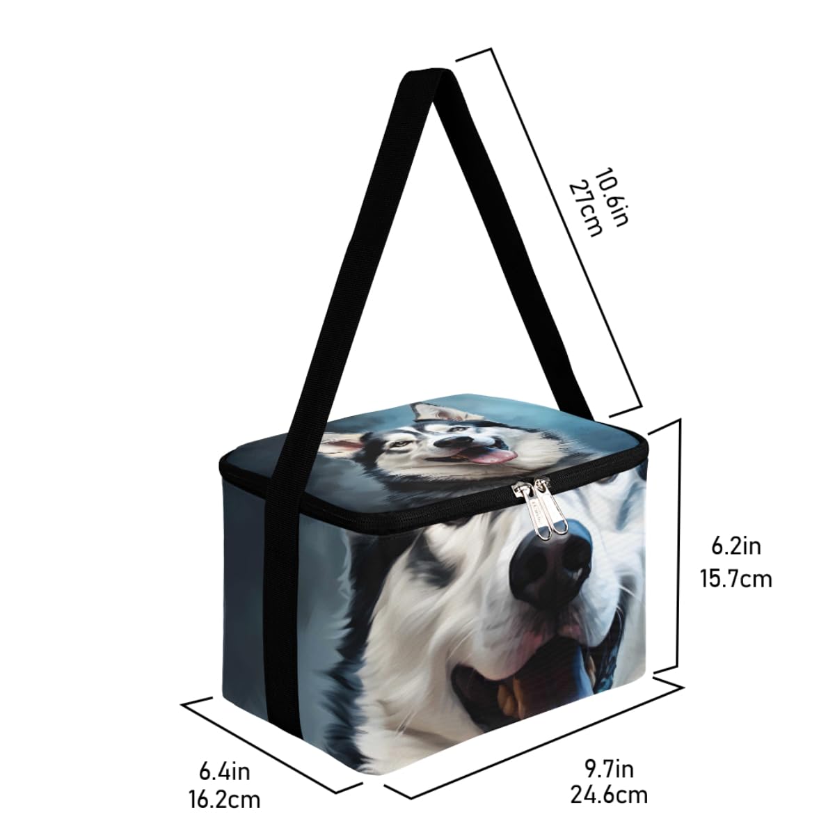 GzLeyigou Lunch Bags for Women Men 9 Cans,Husky Dog Hot & Cold Food Delivery Bag Insulated Grocery Bag Insulated Lunch Box Animal Dog Cooler Bag for Office Work Picnic Beach