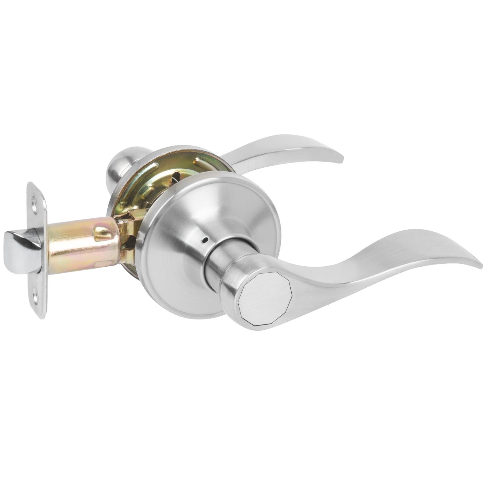 HOSOM 2-Pack Passage Door Handles - Satin Nickel, No Lock, Wave Design For Hallway & Closet - View #7
