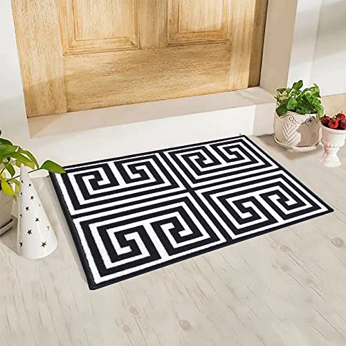 Image of Matz&More Anti Slip Multipurpose Floor Mat, 40x60cm, for Door, Entrance, Bathroom, Bedroom, Kitchen, Office, Greek Black White