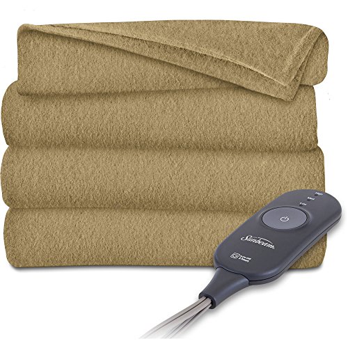 Sunbeam Fleece Heated Electric Warming Throw Blanket Brown Acorn 50 x 60