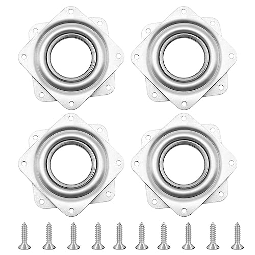 CEEYSEE 4 Pezzi Piatto Girevole 7,1x7,1cm Piastra Girevole Rotante Metallo Piastra Cuscinetti Girevole 360 Gradi Piastra Girevole Quadrata Girevole per TV Sgabelli Tavoli Librerie (7,1x7,1cm/360)