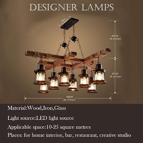 Lampe suspensions en bois avec hauteur réglable pour éclairage de restaurant