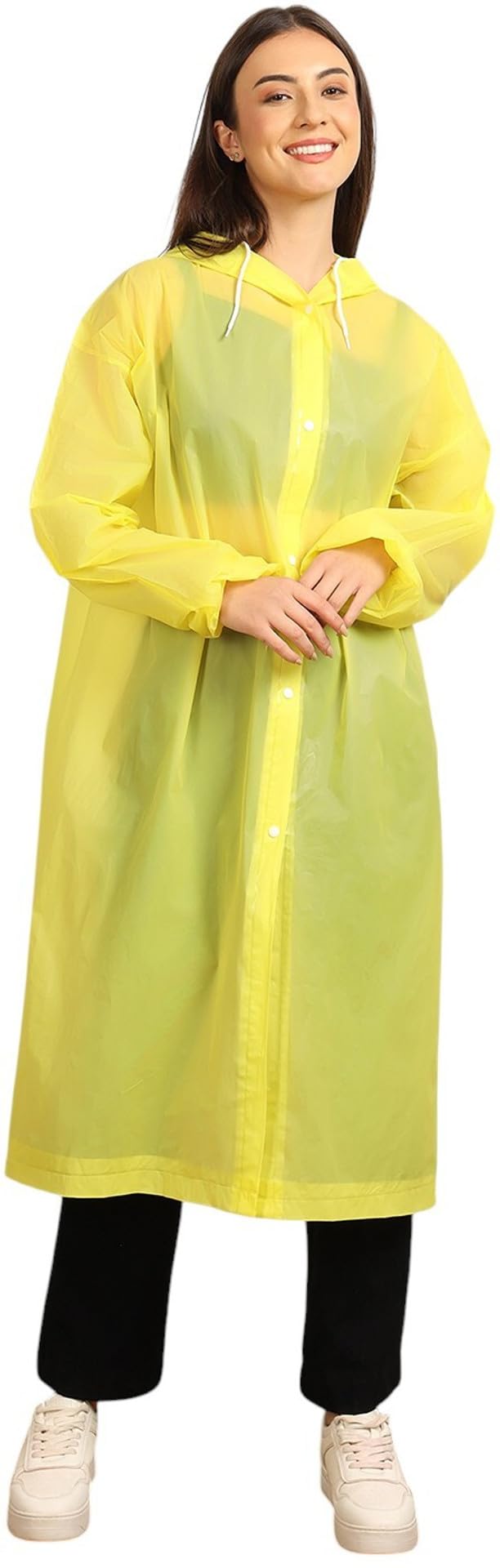 Waterproof Hooded Full-Length Raincoat with Snap Button Closure-image-23