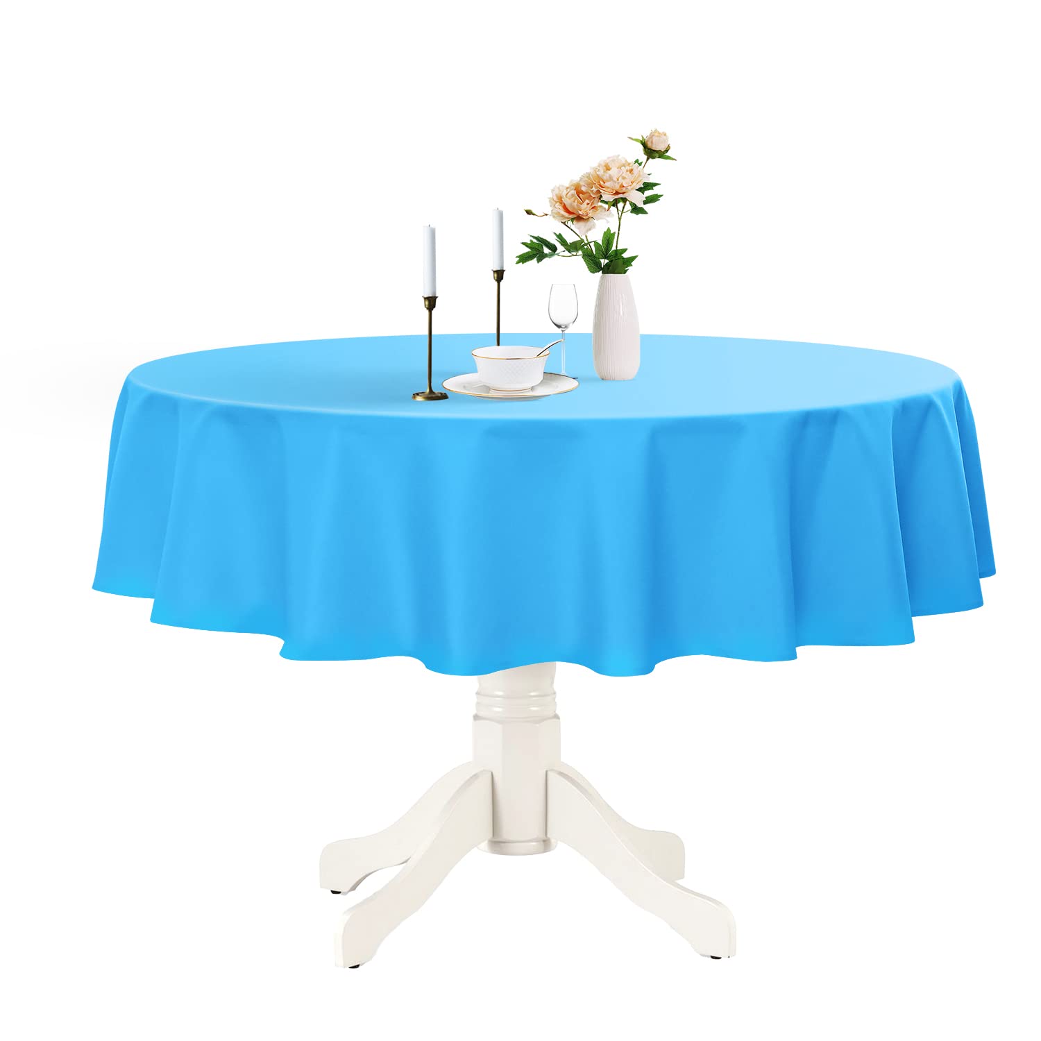 Romanstile Round Waterproof Tablecloth, Stain Resistant Washable Table Cloths Wrinkle Free Polyester Table Covers for Kitchen Dining Party Wedding