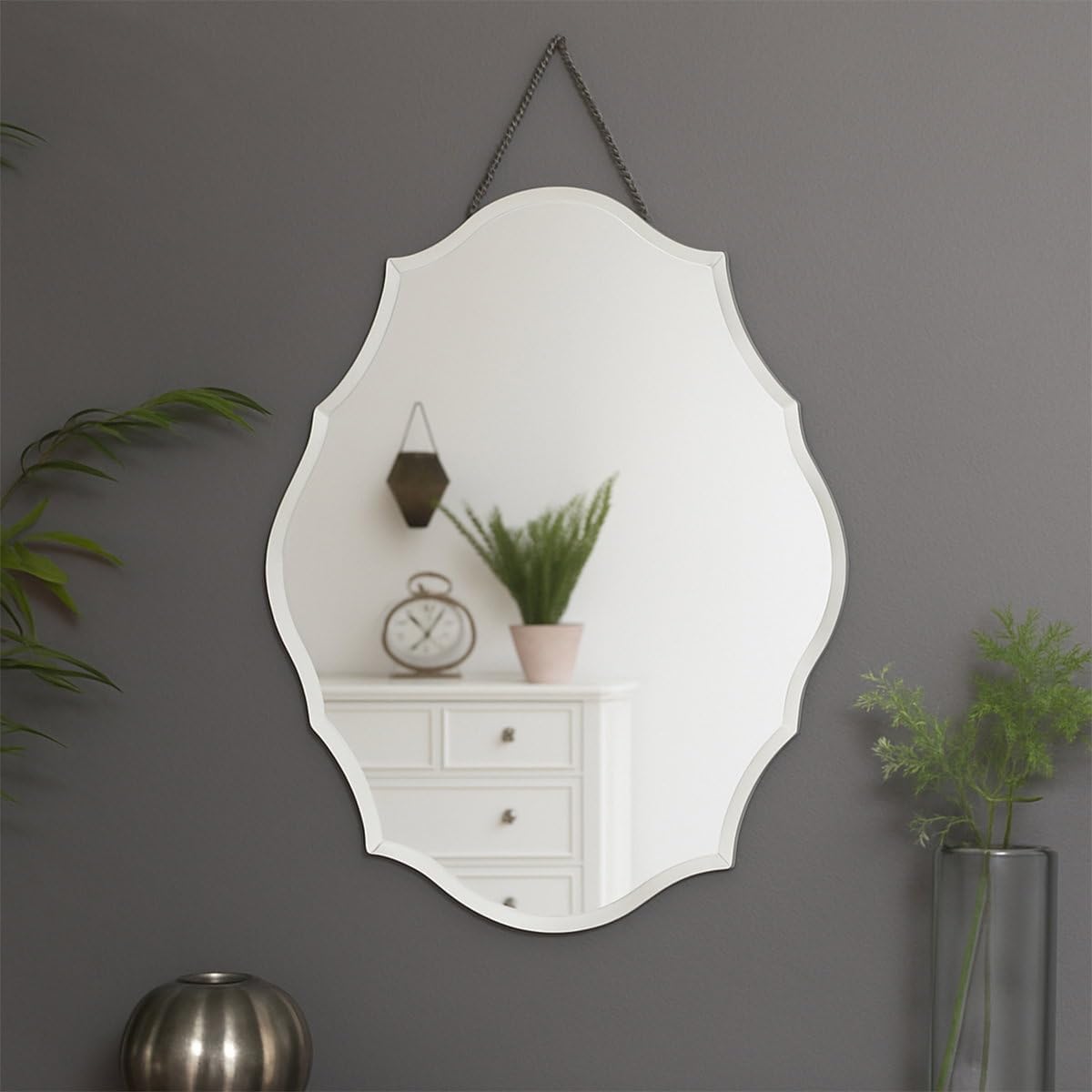 Melody Maison Ornate Frameless Bevelled Wall Mirror
