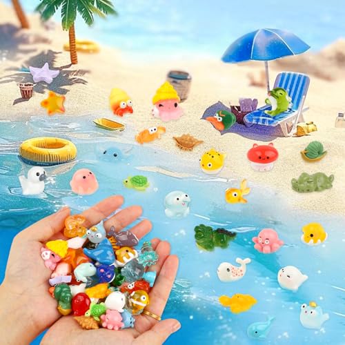 TaoQ C 50 PCS Mini Sea Animals Figurines Tiny Resin Ocean Animal Mini Plastic Ocean Animals for DIY Miniature Scenes Dollhouse Birthday Party Decoration, Fish Tank Aquarium - image 4