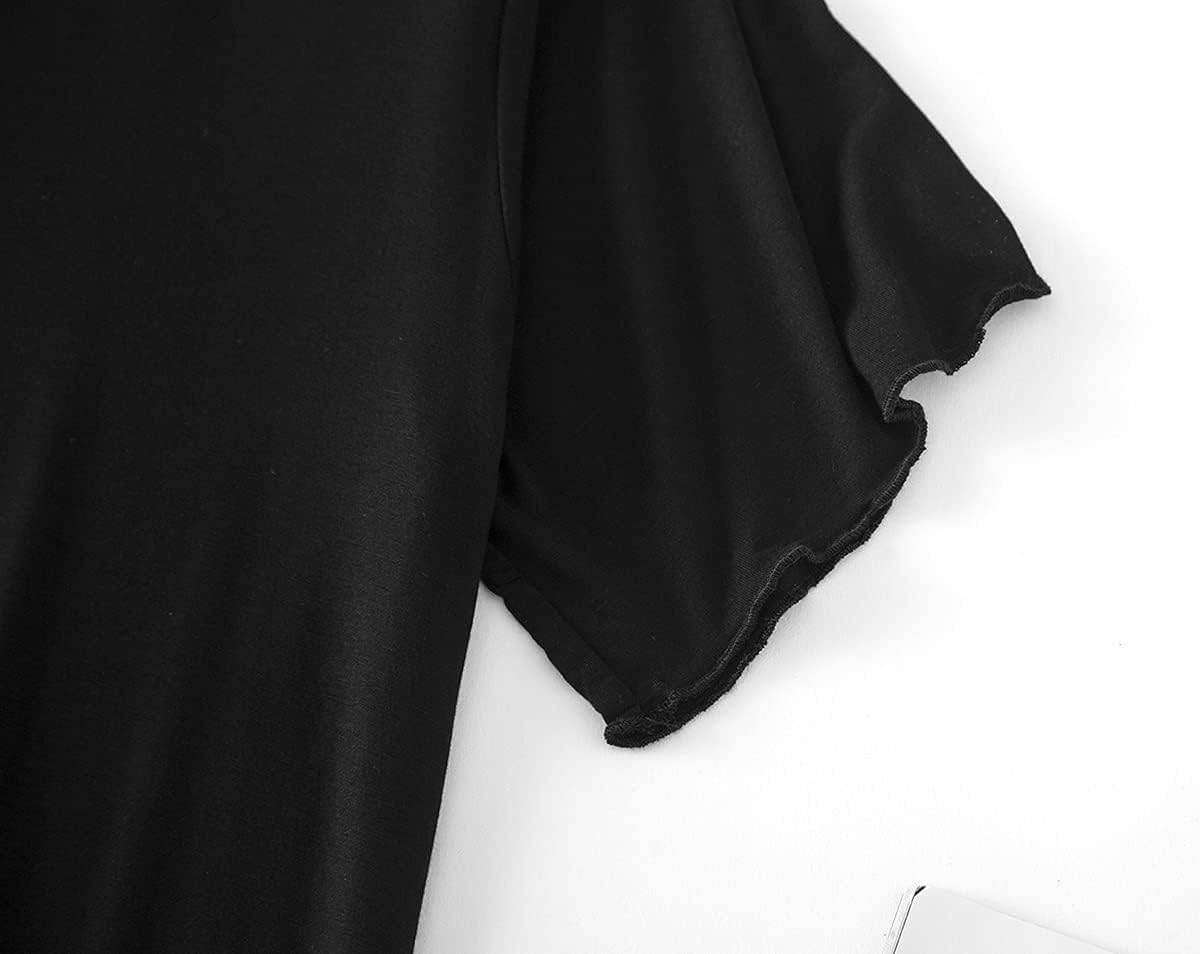 CHUNG Women Nightgown Loose Fit NightShirt Front Open Button Down Pajamas Nightdress Short Sleeve Sleepwear Under Knee Gown - Image 6