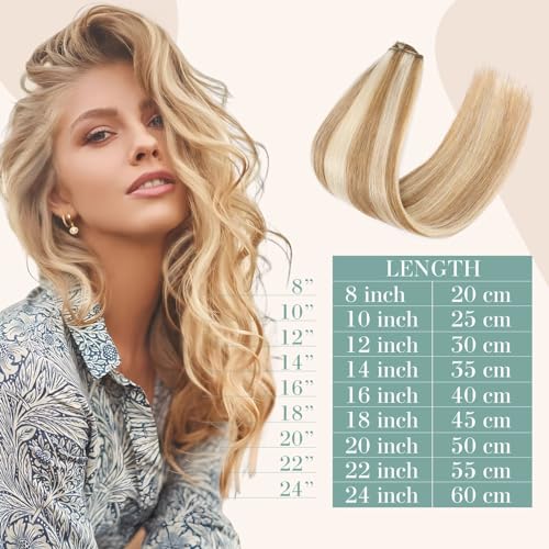 Image of Benehair Clip in Hair Extensions Real Human Hair 8pcs 12inch Remy Human Hair Extensions Straight Hair Extensions Ombre Light Brown Mixed Bleach Blonde