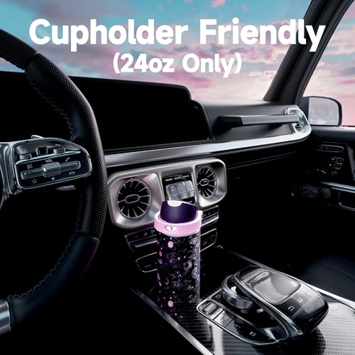 Image of 24 oz Insulated Water Bottle for Women: Meoky Stainless Steel Water Bottle with 2-in-1 Straw and Spout Lid - Leak Proof, Cold for 24 Hours, Fits in Car Cup Holder, BPA-Free for Sports Travel, Cosmic