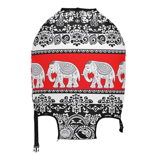 Black White Elephants Tribal Suitcase Covers Luggage Protector Cute Elastic Suit Case Travel Accessories for Women, XL, Fits 29-32 Inch Case2