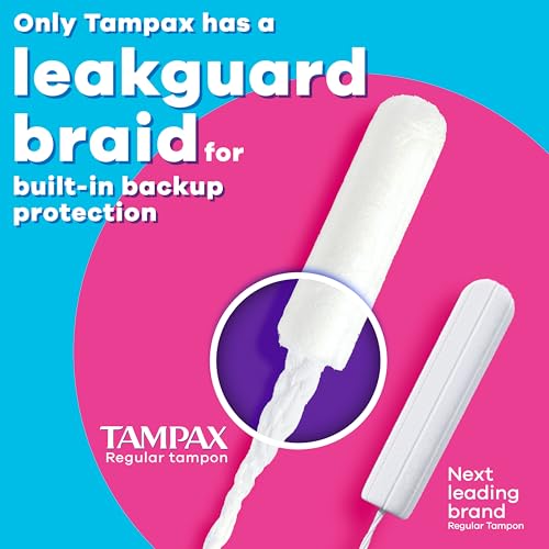 Image of Tampax Radiant Tampons Multipack, with LeakGuard Braid, Regular /Super /Super Plus Absorbency, Up to 100% Leak and Odor Free Protection, Unscented, 77 Count