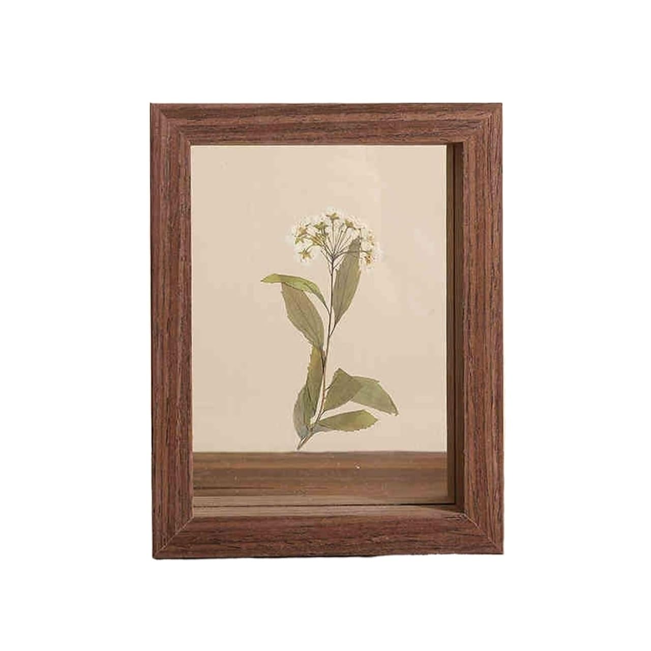 Double Sided Floating Photo Frame, Double-Sided Glass Photo Frame Walnut Wood Color Multiple Sizes(Walnut,8 Inches [15.3 * 20.5cm])