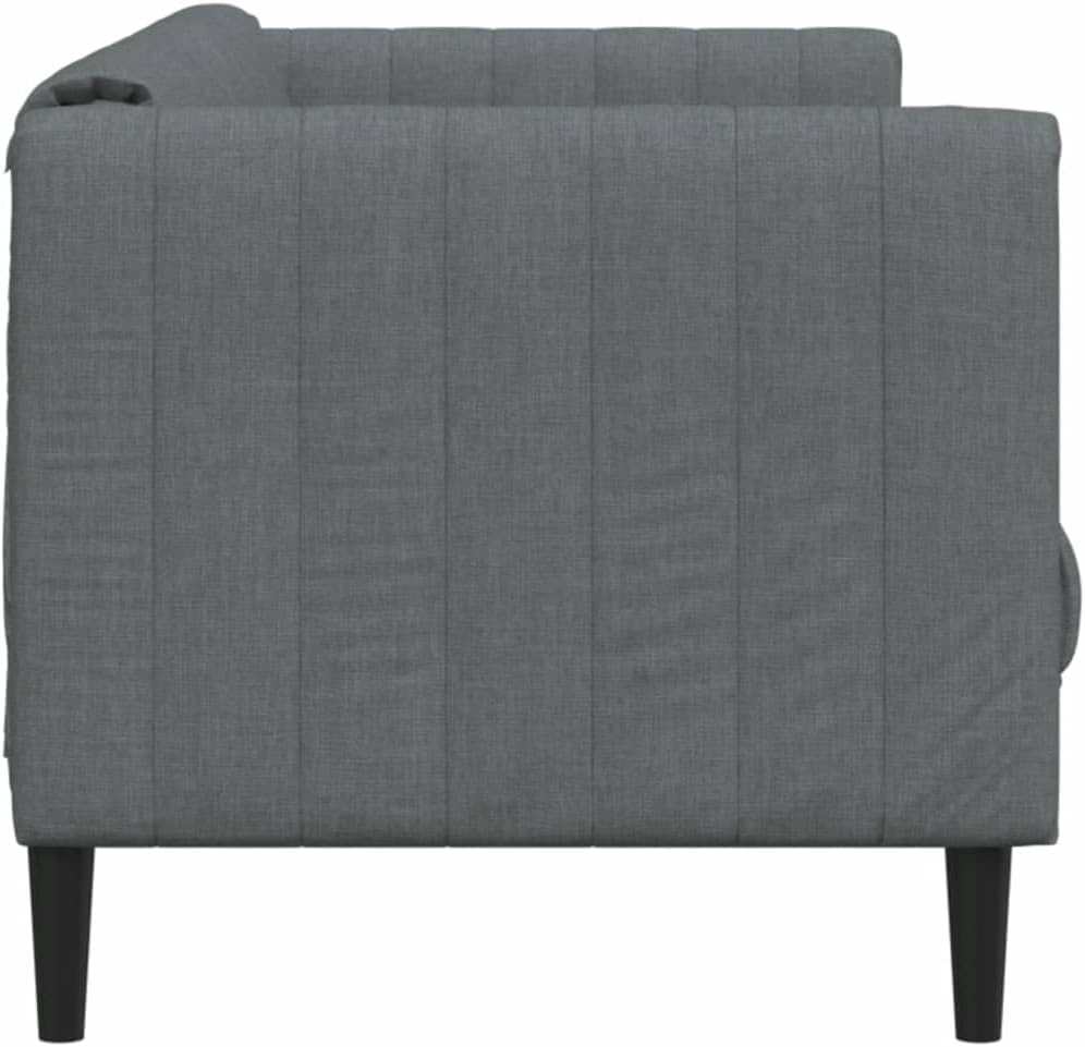 Sofa Dark Grey 100% Polyester Fabric Living Room Furniture