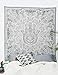 Craft N Craft India Wall Tapestry - Hanging Mandala Tapestries – Bohemian Beach Picnic Blanket – Hippie Decorative & Psychedelic Dorm Decor - 85 x 83 Inch (White Queen) by