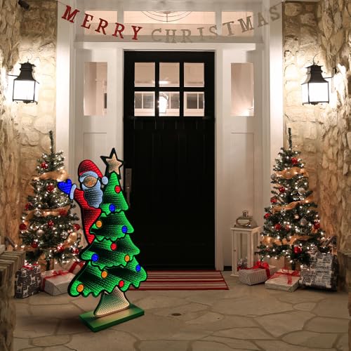 hogardeck Christmas Decorations Indoor, 4 FT Christmas Tree with Santa Infinity Mirror Tunnel Light, 3D Endless Extension Night Light for Home Living Room Party Indoor Outdoor Xmas Decor by hogardeck - Image 6