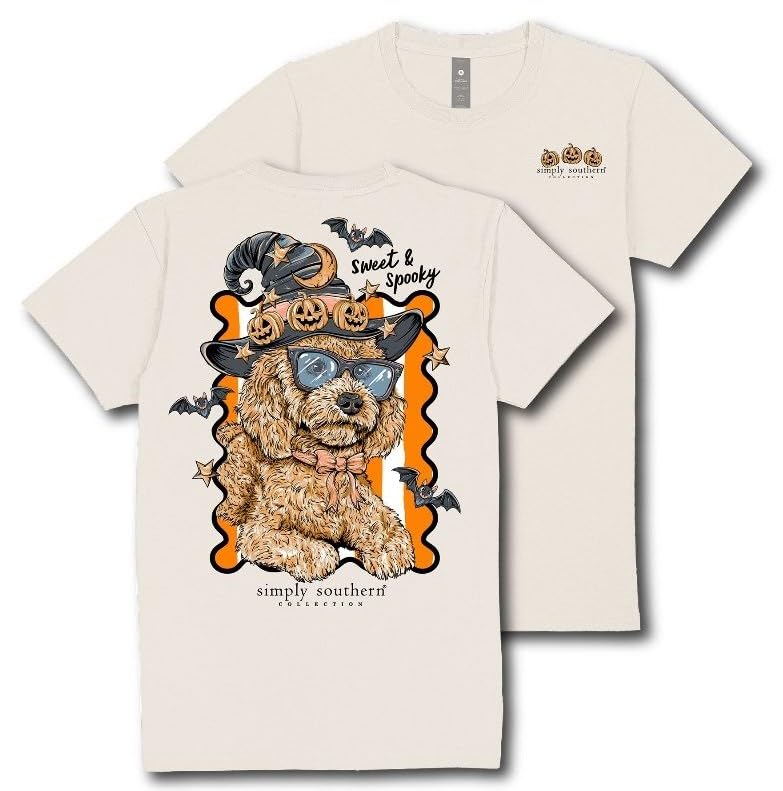 Simply Southern Sweet & Spooky - Doodle - Dog - Halloween - Pumpkins - Youth T-Shirt - Main Image