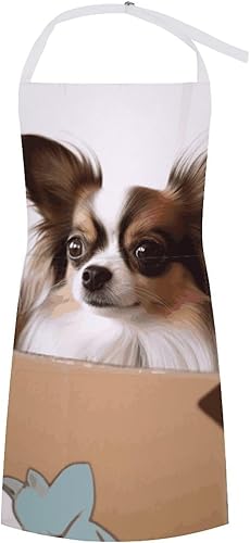 MUSM Papillon in The Box ApronClassic Vintage Funny with Pockets Aprons,Adjustable Bib Waterdrop Resistant for Kitchen Cooking Restaurant BBQ