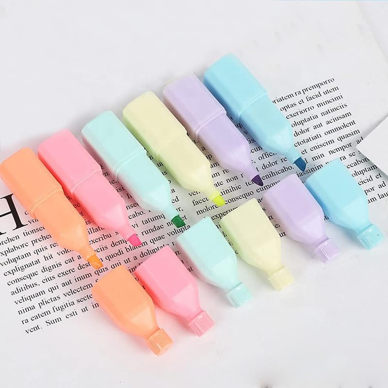 Image of YBN Quirky Bottle Shape Highlighters | Set Of 6 | Chisel Tip Fine Grip Marker Pen | Ideal Gifts For Stationery Hoarders & Kids | Party Return Gifts For Girls. (Multicolor)