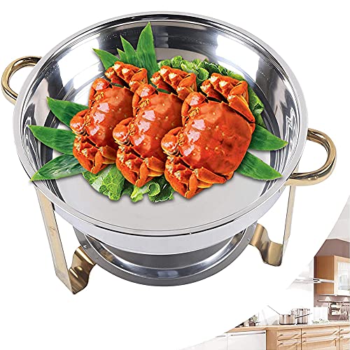 201 Edelstahl Chafing Dish Buffetwärmer-Set, 3.5L Runde Chafer Dish Gold Speisenerwärmung Container Mit Deckel Und… – Bild 3