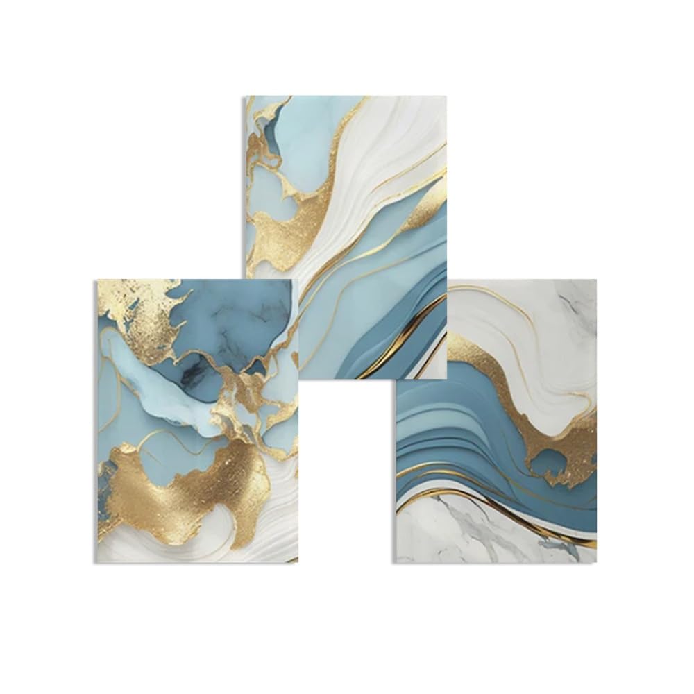 SOBMQ Art Decor-Abstract Art Prints Blue Gold Marble Texture Canvas Paintings Wall Art Posters Prints Picture Artwork for Living Office Room Interior Decor-40 * 50cm-3PCS (No Frame)