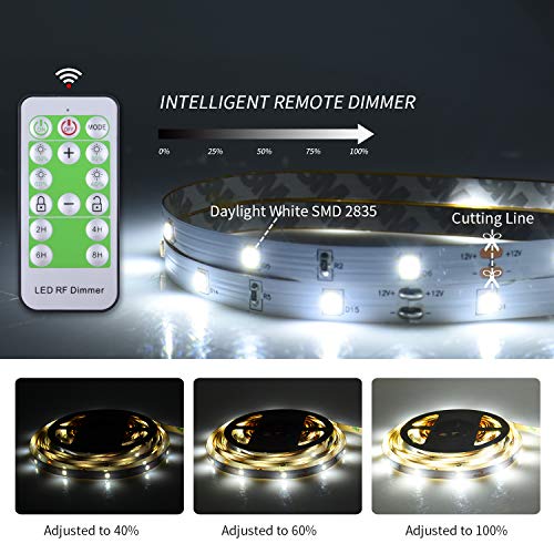 Image of LED Strip Lights White 50ft Dimmable 6000K Strip Lighting, 12V 15M 450 LEDs 2835 Flexible led Light for Bedroom, Kitchen, Home Decoration