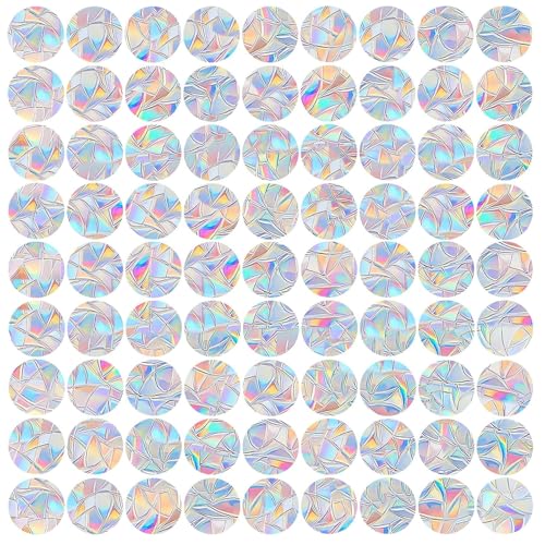 96 PCS Circle Window Clings and Decals for Bird Strike Prevention, Anti-Collision Stickers to Protect Birds from Hitting Windows, Reusable Non-Adhesive Rainbow Suncatchers