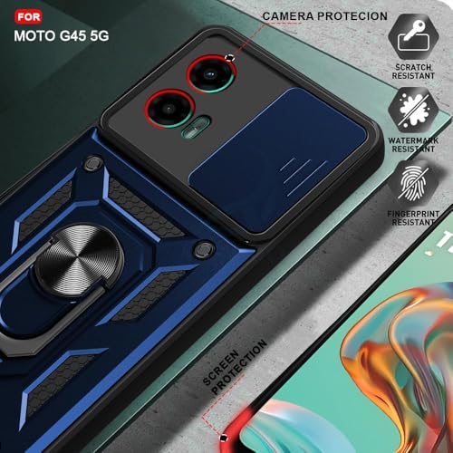 Image of Luxe Back Cover for Motorola G34 5G / Motorola G45 5G | D10 Tough Armor | Sliding Camera Shield | 360 Protection | Kickstand Ring Holder | Military-Grade Shockproof Bumper