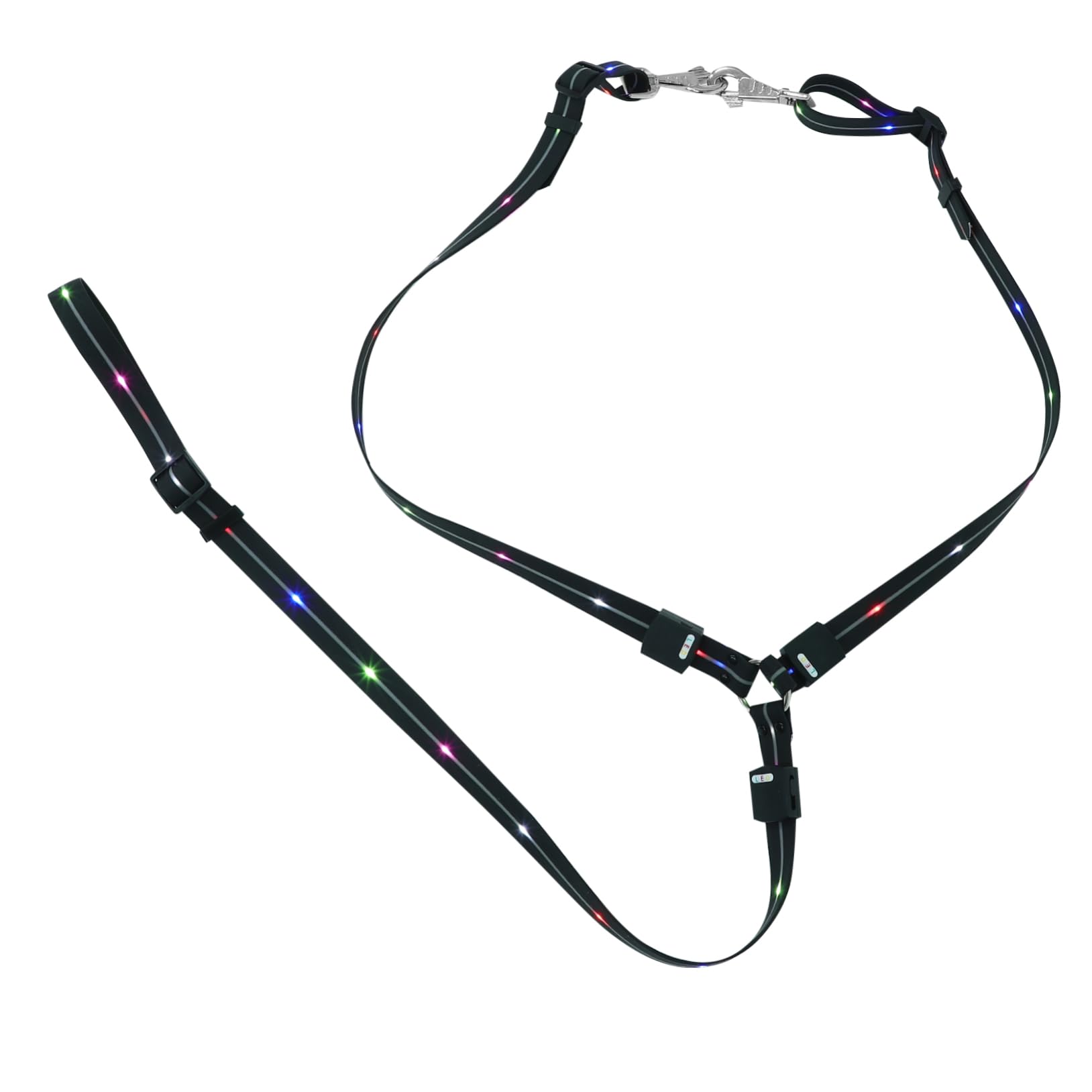 Correa LED para Caballo Negra, Correa de Tracción para Equitación | Carga Usb, Diseño Portátil, Pu Nailon y Carcasa Abs Smd, Aleación de Aluminio, para Aficionado Ecuestre Estilo Aleatorio