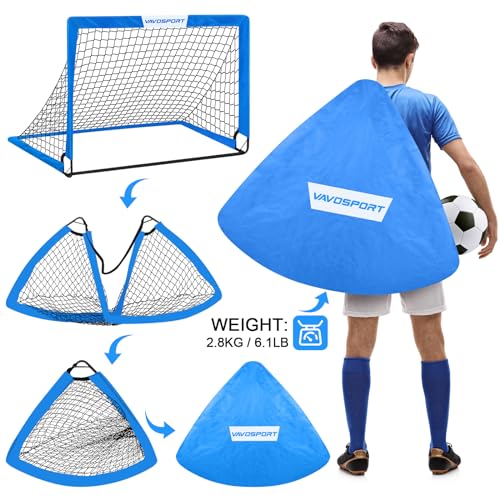 Image of Kids Soccer Goals for Backyard Set - 2 of 4' x 3' Portable Soccer Goal Training Equipment, Pop Up Toddler Soccer Net with Soccer Ball, Soccer Set for Kids and Youth Outdoor Games, Sports, Play