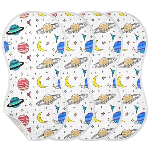 xigua Colorful Planets Baby Burp Cloths for Newborn Boys and Girls 1 Pack, Soft & Absorbent Cotton Baby Burp Cloth, Baby Washcloths, Newborn Towel, Burp Rags3