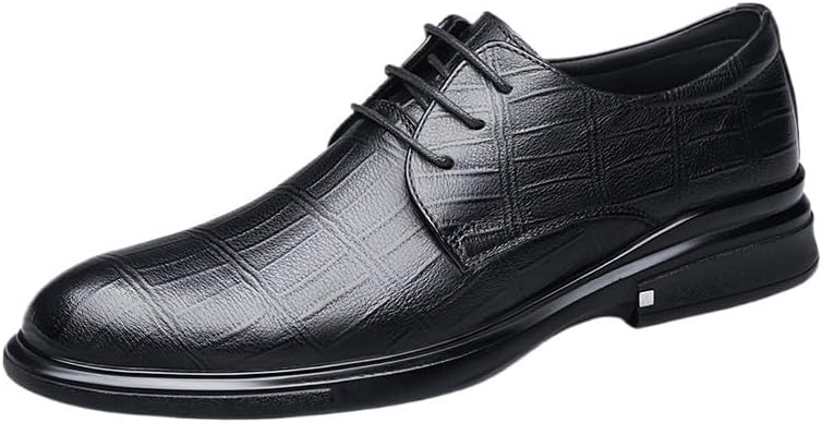 Men's Business Dress Casual Shoes Round-toe Mid-heeled Lace-up Shoes wear-resistant Breathable Versatile Soft-soled Comfortable Shoes for Men