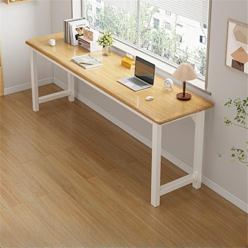 Escritorio de computadora Cuadrado de 15.7' de adelante hacia atrás para Escritura, Alquiler de casa, Mesa Larga Rectangular Extra Larga, marrón Claro/Blanco, Estante no Incluido,