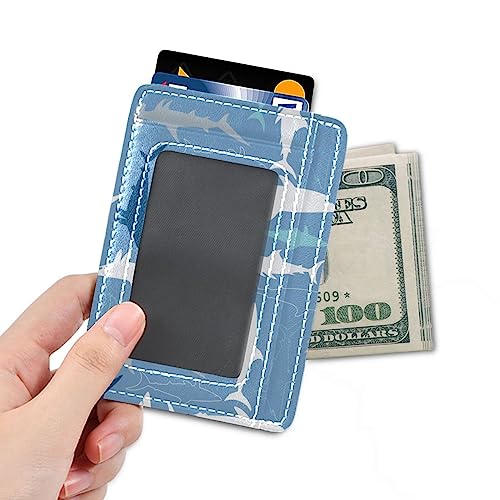 OTVEE Shark Pattern Slim Minimalist Wallet Rfid Blocking Card Wallets PU Leather Front Pocket Wallets4