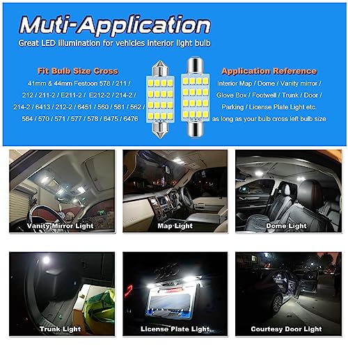 EBAIFUN 41mm Festoon LED Bulb 12V para auto interior 12-pack miniatura 6
