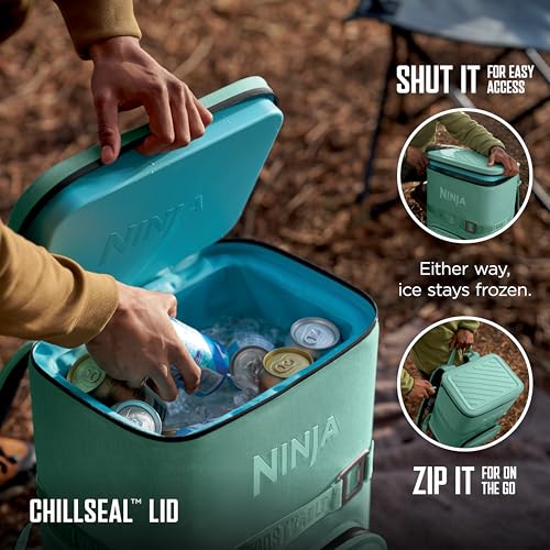Image of Ninja FrostVault Go Can Soft Cooler, 24 /36 Can, Leak Proof, Built-In Cup Holder, 2 Ice Packs & Dry Storage Drawer, Polyester Insulation, Hiking, Camping, Picnic