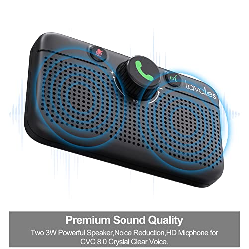 Image of Bluetooth 6.0 Car Speaker, Handsfree Wireless Bluetooth Speaker Kit for Cell Phone, Support Siri & Google Voice Assistant, Motion Auto On, Wireless Audio Car Kit Speakerphone with Visor Clip