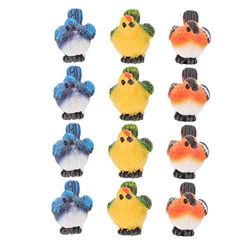 TOYANDONA 12pièces Décorations Mini Oiseaux Résine pour Jardin Ornements Paysagers Figurines Animaux Colorées Accessoires De Décoration Extérieur Et Intérieur