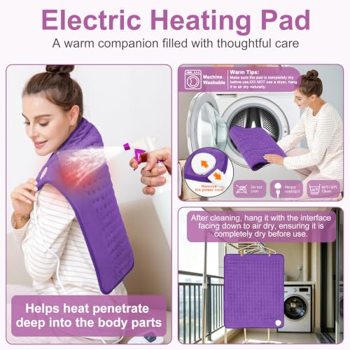 Image of Heating Pad,Electric Heating Pads,Heating Pad for Back,Purple,24x20 Inch