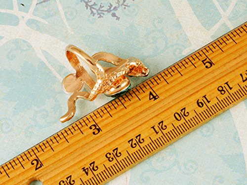 Image of Alilang Rose Golden Tone Blue Teardrop Rhinestone Enhanced Slither Snake Statement Ring