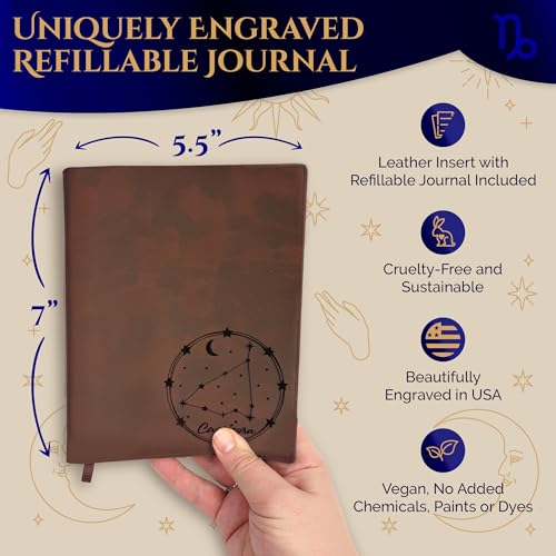 Carnet Capricorne cuir rechargeable pour notes quotidiennes