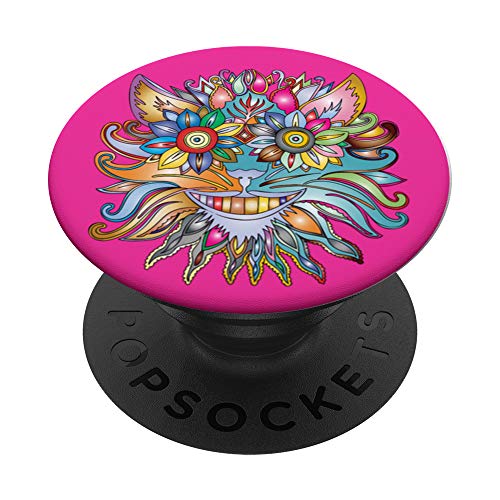 Löwenähnliche, bunte Zeichnung PopSockets mit austauschbarem PopGrip Cover